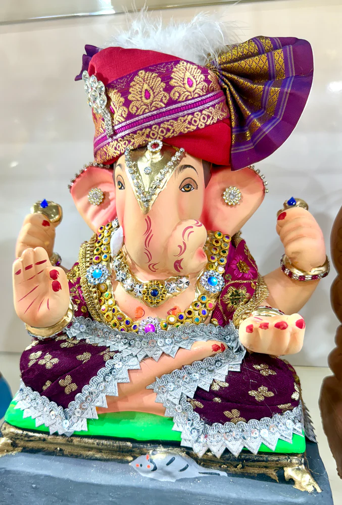 Shri Ganesh Ji Idol (24”) – Vibrant Ganapati Murti with Crown & Ornaments – Eco-Friendly & Water-Dissolving – Pickup Only in Brampton